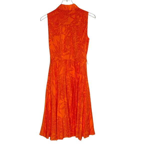 Diane von Furstenberg XS Orange Silk Midi Fit Flare Print Dress Sleeveless *flaw - Picture 3 of 10
